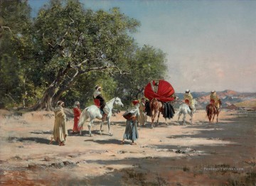 La caravane Victor Huguet Araber Peinture à l'huile
